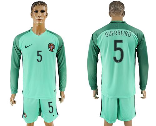 Portugal #5 Guerreiro Away Long Sleeves Soccer Country Jersey